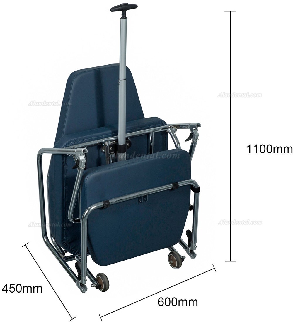 Greeloy GU-P101 Folding Portable Dental Chair Stainless Steel Frame Instrument Tray with Black Backpack